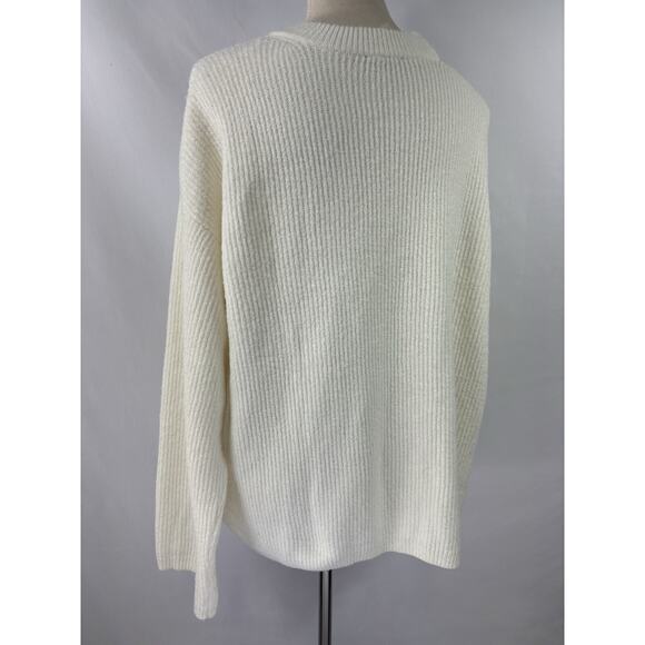 Rails Alexi Asymmetrical Sweater Cream Off White XL Pullover Long Sleeve Cutout - Picture 3 of 10
